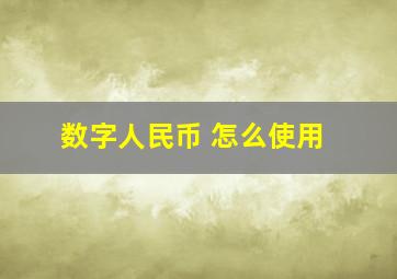 数字人民币 怎么使用